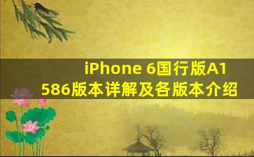 iPhone 6国行版A1586版本详解及各版本介绍